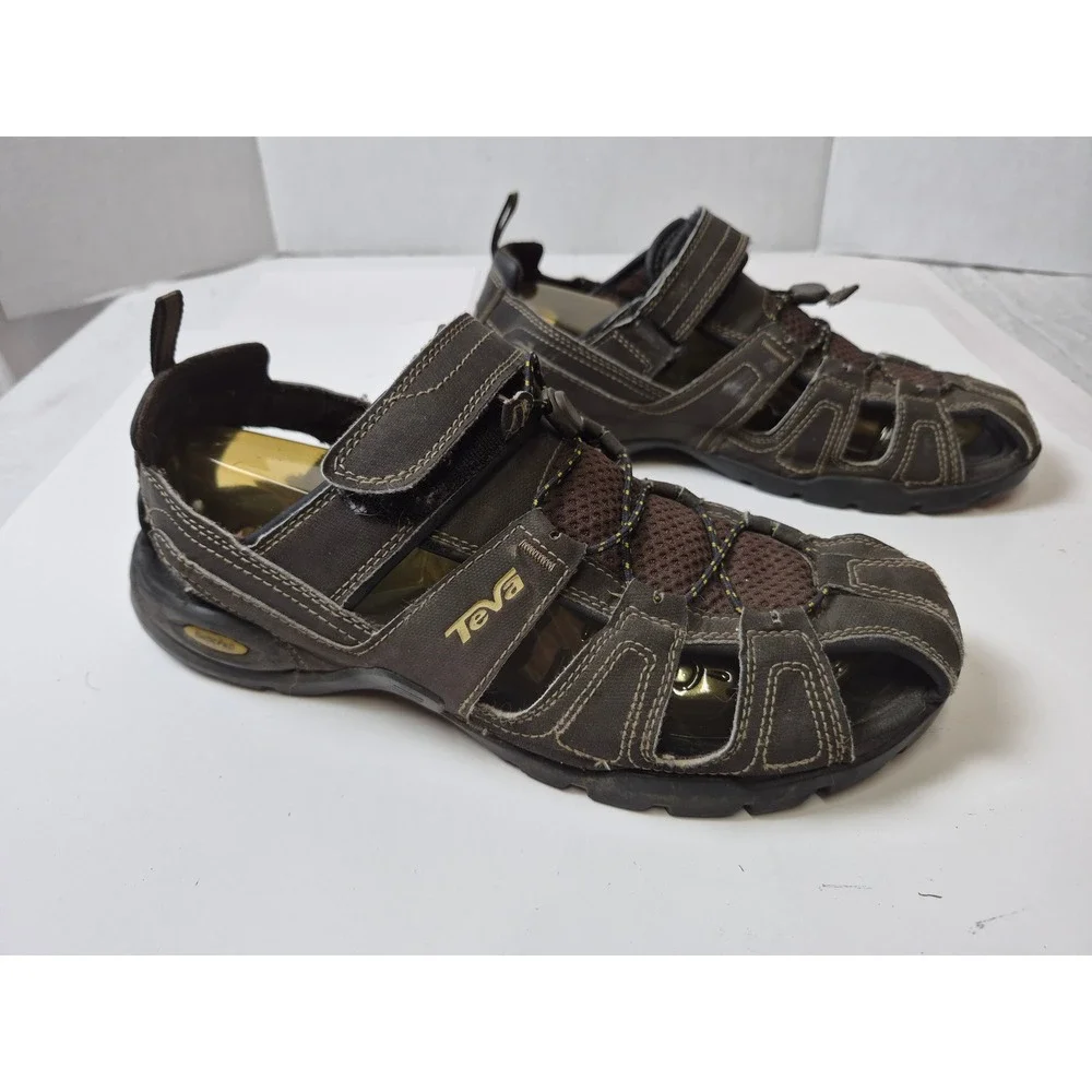 Teva Omnium Mens Brown Closed Toe Hiking Water Sandals ShocPad F27016A Size 10